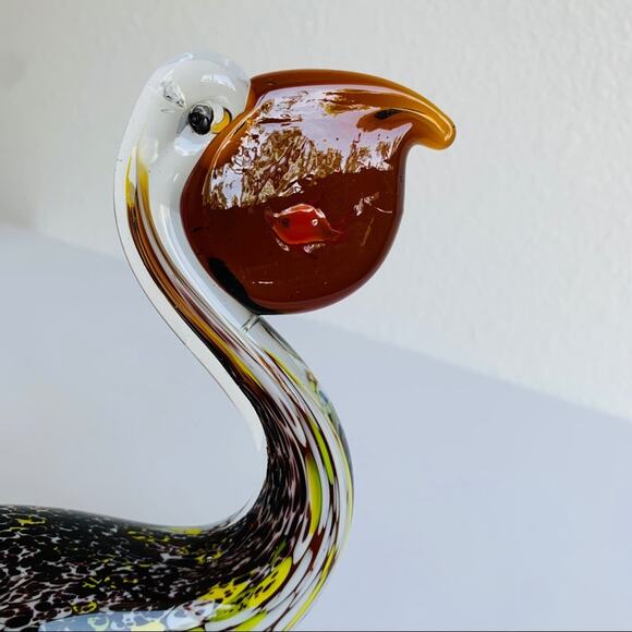 Vintage Murano Art Glass Sculpture Pelican w/ Fish